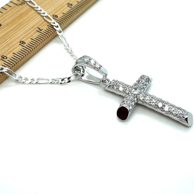 925 Sterling Silver CZ Cross Pendant – Small, Medium, Large Sizes | Shop Online Sarraf Jewellers UK