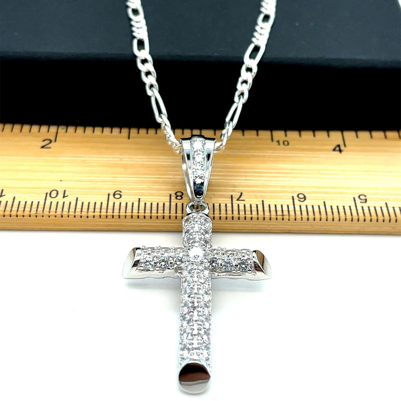 925 Sterling Silver CZ Cross Pendant – Small, Medium, Large Sizes | Shop Online Sarraf Jewellers UK