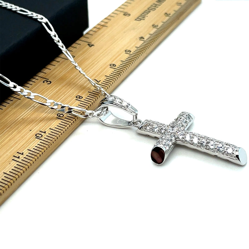 925 Sterling Silver CZ Cross Pendant – Small, Medium, Large Sizes | Shop Online Sarraf Jewellers UK
