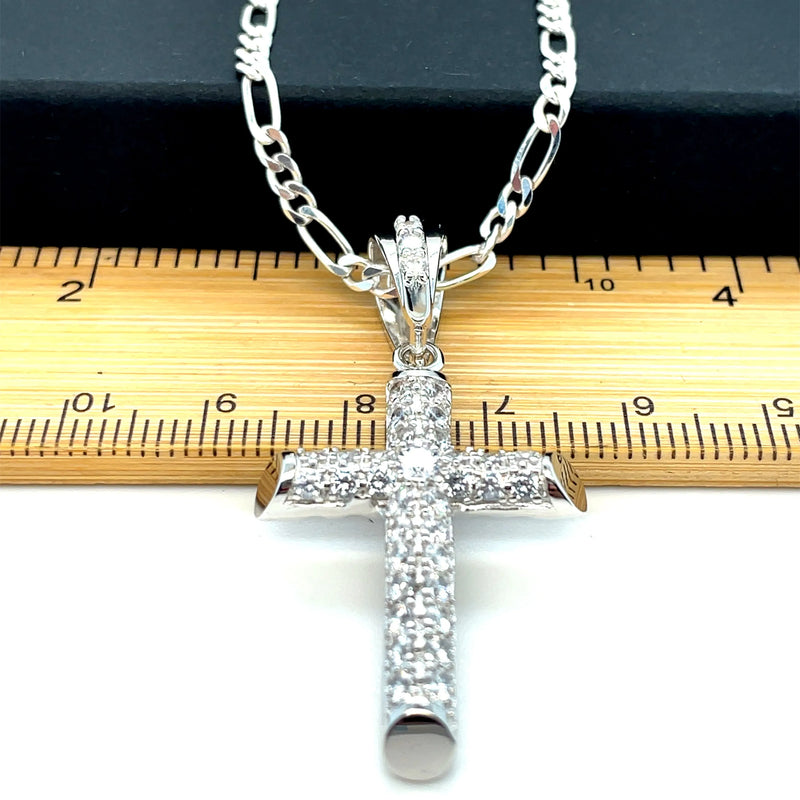 925 Sterling Silver CZ Cross Pendant – Small, Medium, Large Sizes | Shop Online Sarraf Jewellers UK