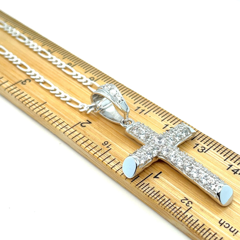 925 Sterling Silver CZ Cross Pendant – Small, Medium, Large Sizes | Shop Online Sarraf Jewellers UK
