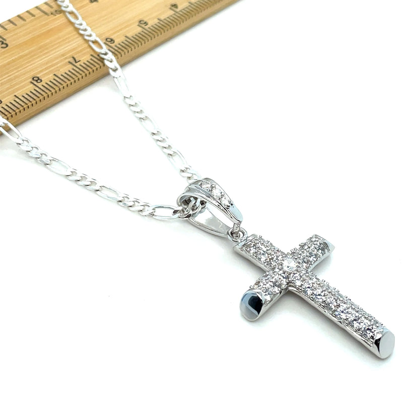 925 Sterling Silver CZ Cross Pendant – Small, Medium, Large Sizes | Shop Online Sarraf Jewellers UK
