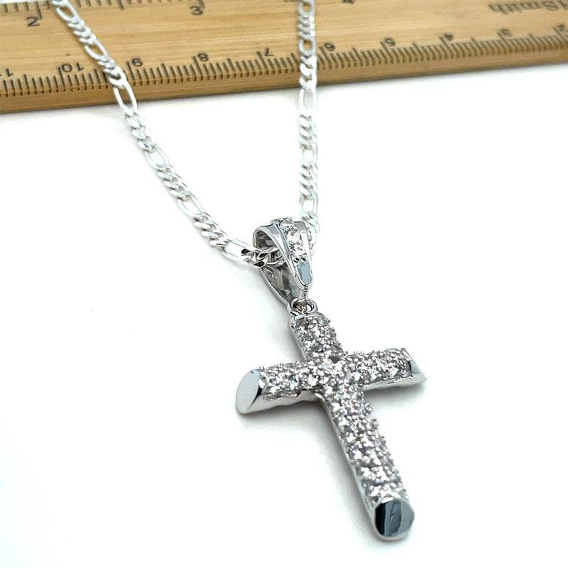 925 Sterling Silver CZ Cross Pendant – Small, Medium, Large Sizes | Shop Online Sarraf Jewellers UK