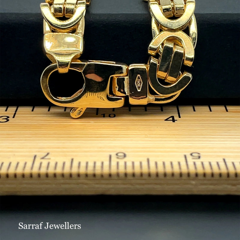 9ct Yellow Gold Flat Byzantine King Chain Greek Design - 7mm | Shop Online Sarraf Jewellers UK
