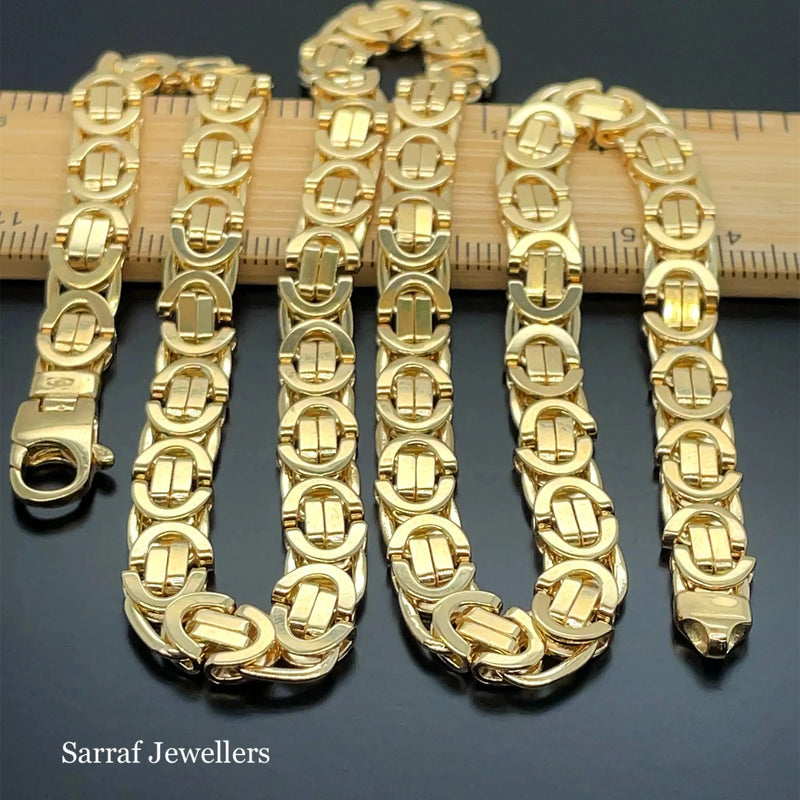 Flat Byzantine Chain 9ct Gold Necklace - 6mm | Shop Online Sarraf Jewellers