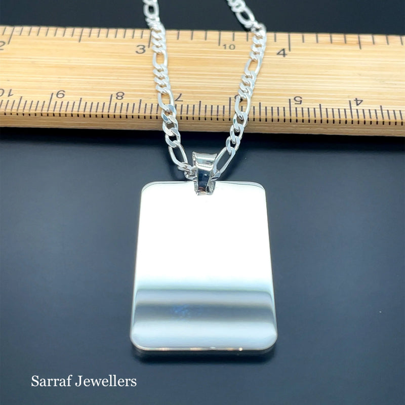 925 Sterling Silver Plain Engraveable Rectangle Tags - Small, Medium & Large | Shop Online Sarraf Jewellers UK