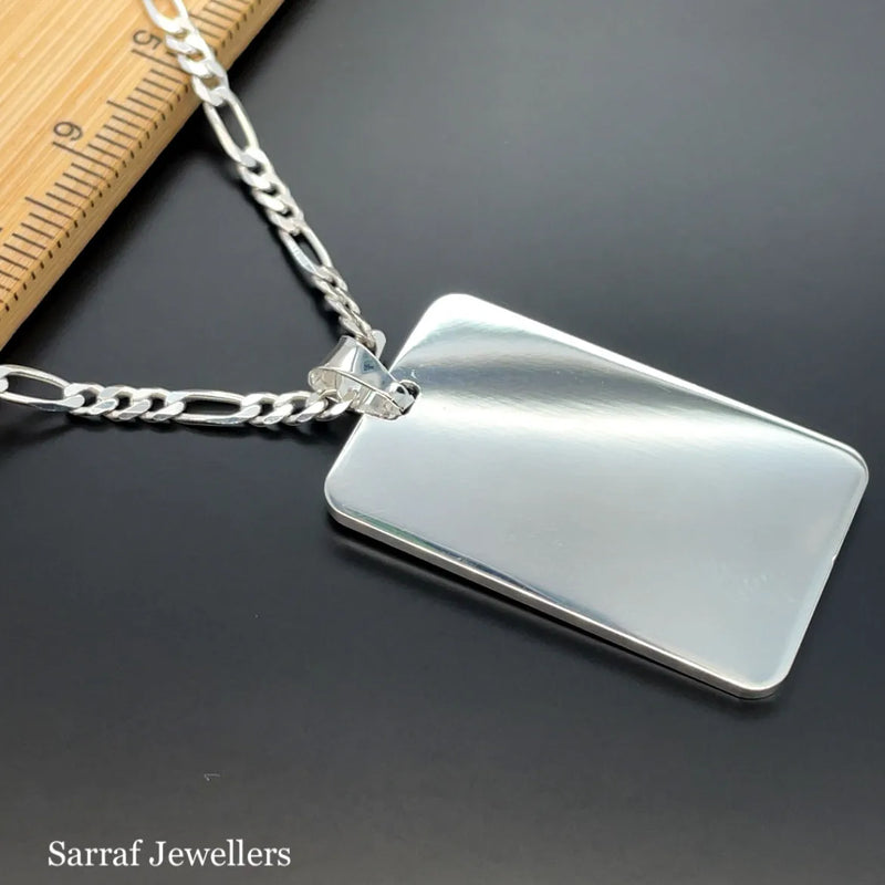 925 Sterling Silver Plain Engraveable Rectangle Tags - Small, Medium & Large | Shop Online Sarraf Jewellers UK