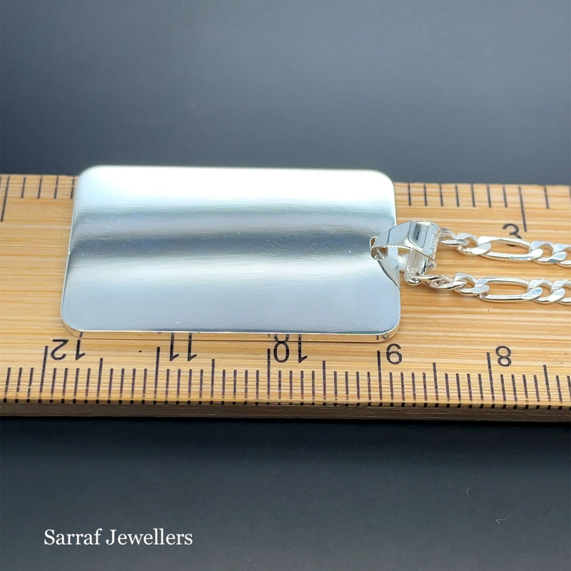 925 Sterling Silver Plain Engraveable Rectangle Tags - Small, Medium & Large | Shop Online Sarraf Jewellers UK