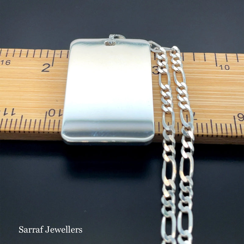 925 Sterling Silver Plain Engraveable Rectangle Tags - Small, Medium & Large | Shop Online Sarraf Jewellers UK
