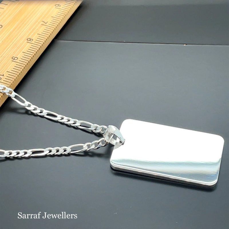 925 Sterling Silver Plain Engraveable Rectangle Tags - Small, Medium & Large | Shop Online Sarraf Jewellers UK