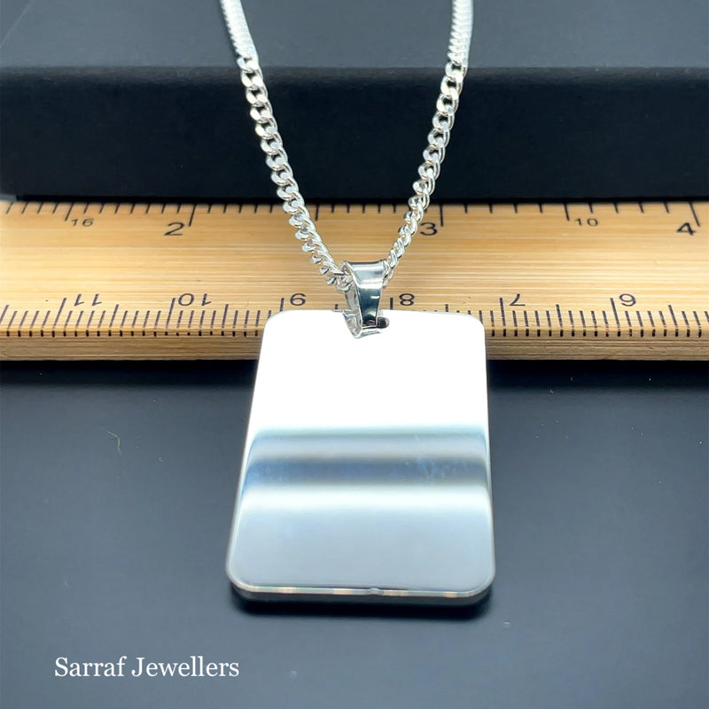 925 Sterling Silver Plain Engraveable Rectangle Tags - Small, Medium & Large | Shop Online Sarraf Jewellers UK