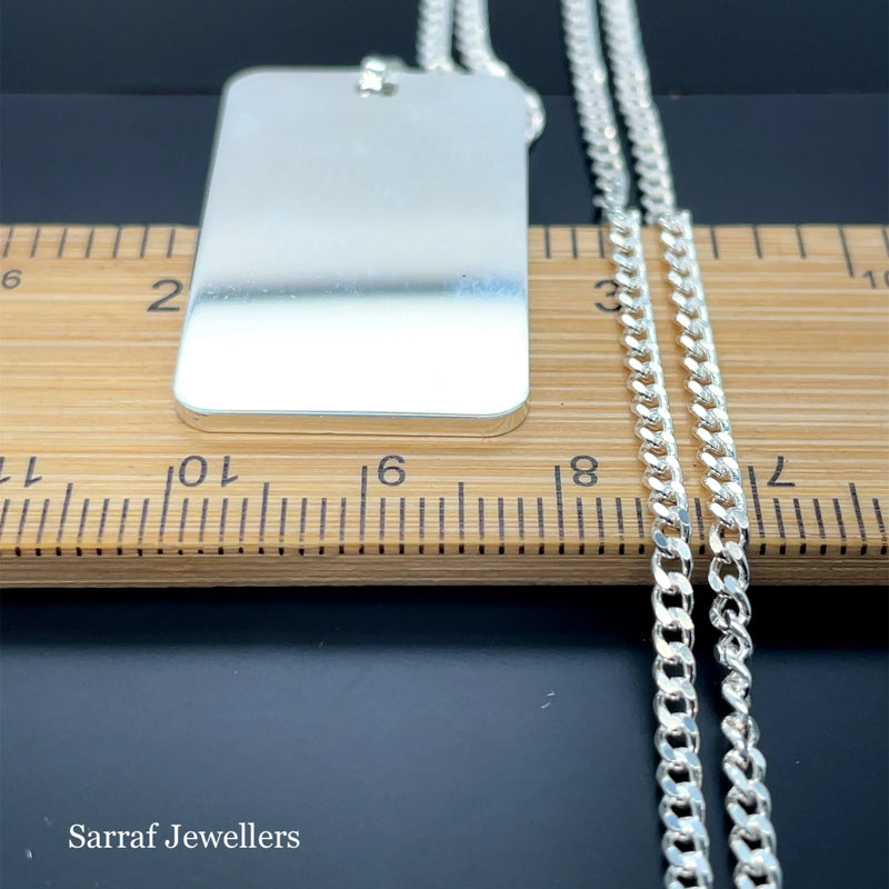 925 Sterling Silver Plain Engraveable Rectangle Tags - Small, Medium & Large | Shop Online Sarraf Jewellers UK