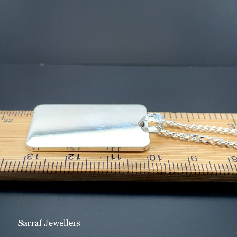 925 Sterling Silver Plain Engraveable Rectangle Tags - Small, Medium & Large | Shop Online Sarraf Jewellers UK