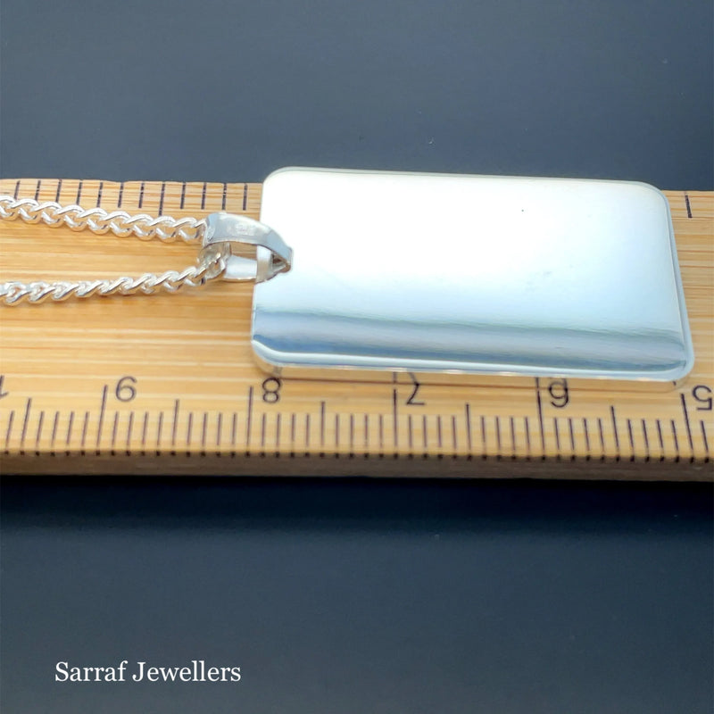 925 Sterling Silver Plain Engraveable Rectangle Tags - Small, Medium & Large | Shop Online Sarraf Jewellers UK