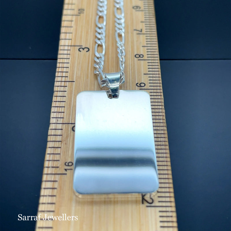 925 Sterling Silver Plain Engraveable Rectangle Tags - Small, Medium & Large | Shop Online Sarraf Jewellers UK