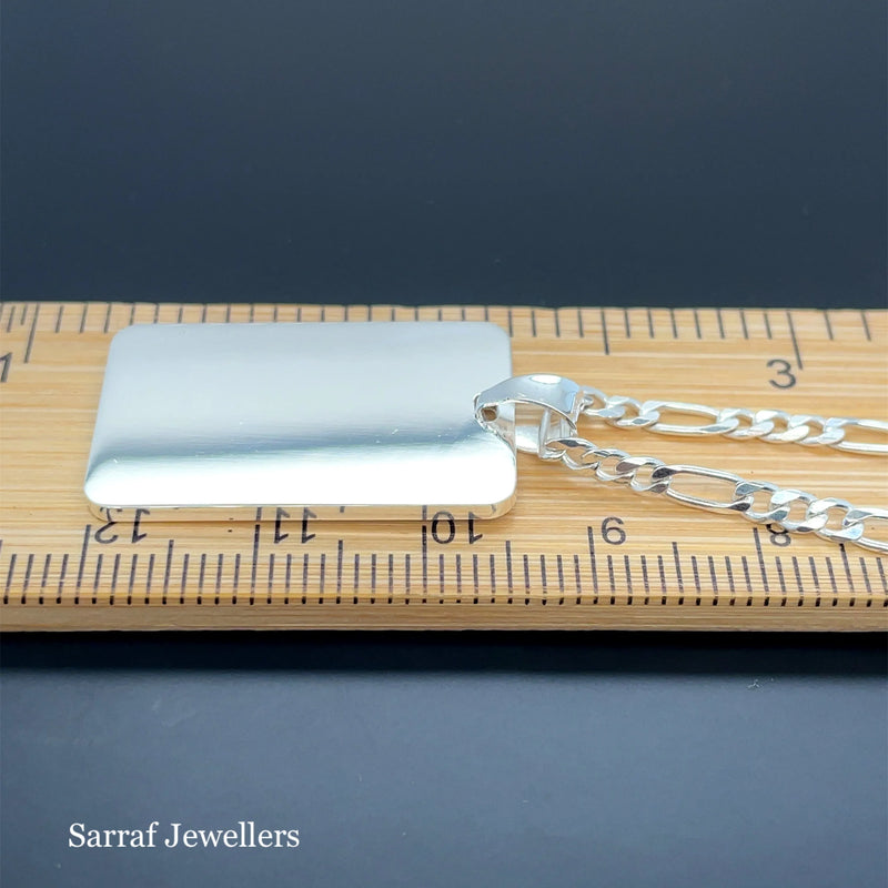 925 Sterling Silver Plain Engraveable Rectangle Tags - Small, Medium & Large | Shop Online Sarraf Jewellers UK