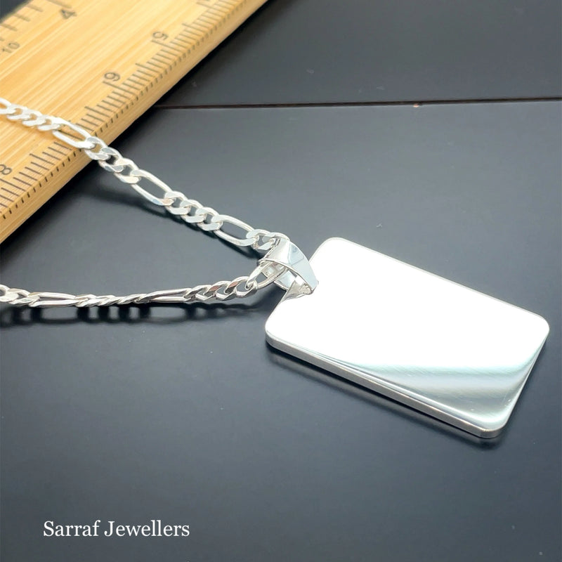 925 Sterling Silver Plain Engraveable Rectangle Tags - Small, Medium & Large | Shop Online Sarraf Jewellers UK