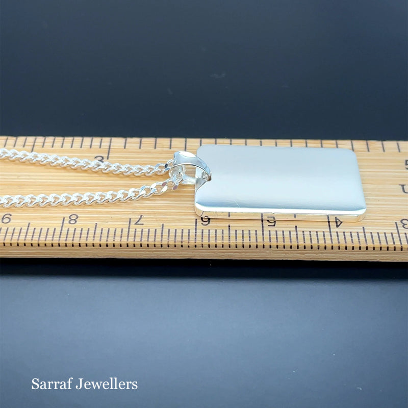 925 Sterling Silver Plain Engraveable Rectangle Tags - Small, Medium & Large | Shop Online Sarraf Jewellers UK
