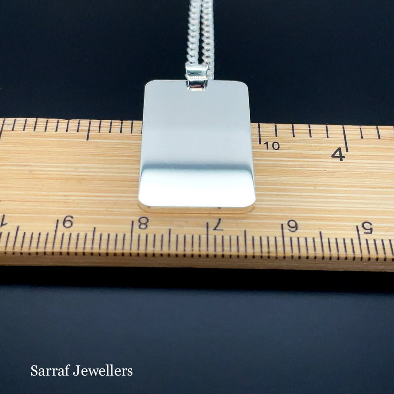 925 Sterling Silver Plain Engraveable Rectangle Tags - Small, Medium & Large | Shop Online Sarraf Jewellers UK