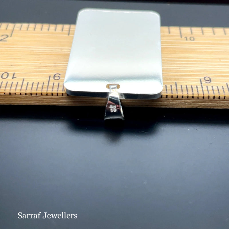 925 Sterling Silver Plain Engraveable Rectangle Tags - Small, Medium & Large | Shop Online Sarraf Jewellers UK