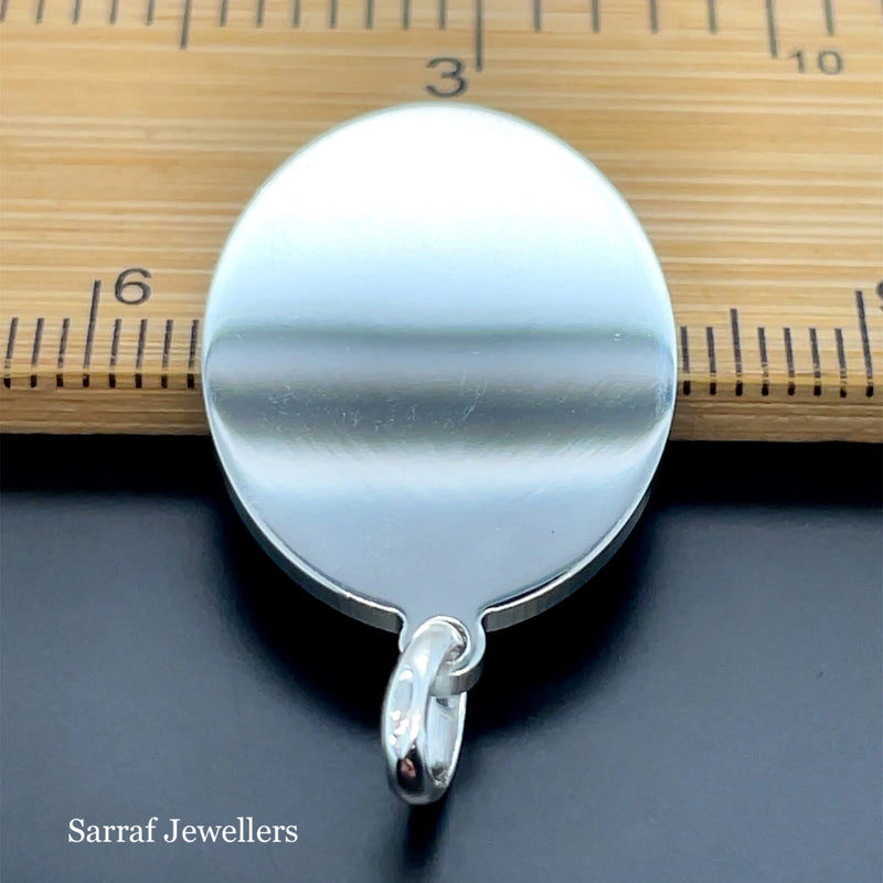 925 Sterling Silver Plain Engraveable Oval Tags Medium & Large Size | Shop Online Sarraf Jewellers UK