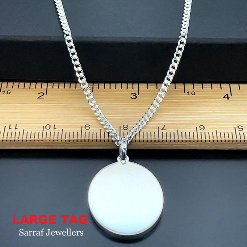 925 Sterling Silver Plain Engraveable Oval Tags Medium & Large Size | Shop Online Sarraf Jewellers UK