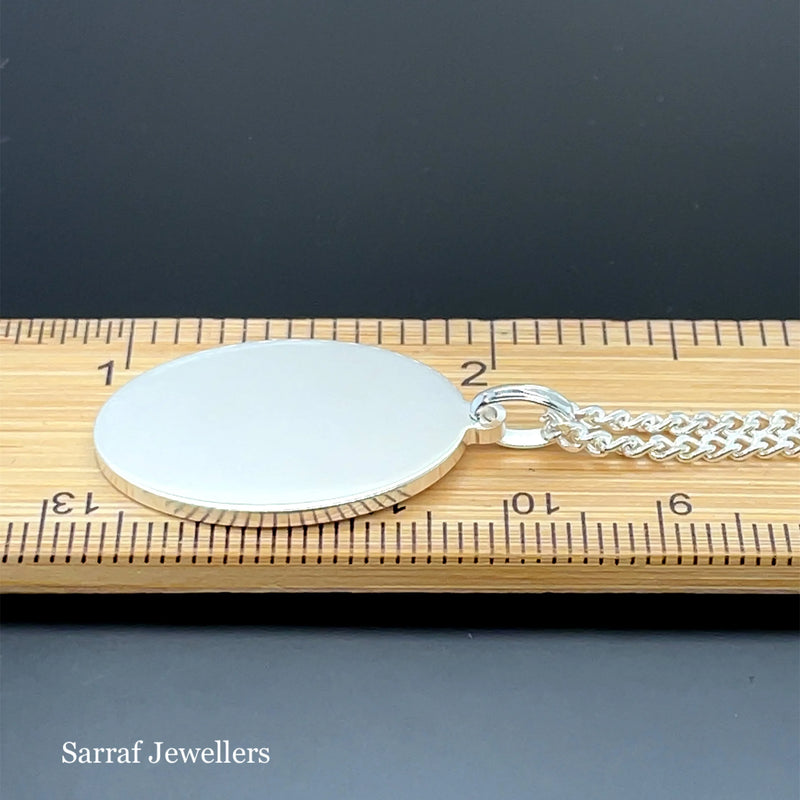 925 Sterling Silver Plain Engraveable Oval Tags Medium & Large Size | Shop Online Sarraf Jewellers UK