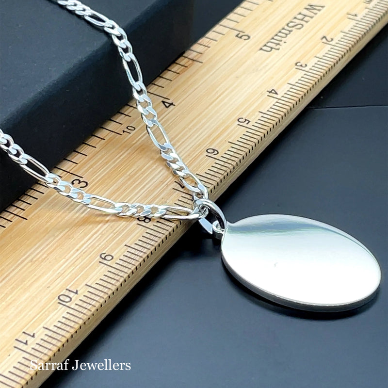 925 Sterling Silver Plain Engraveable Oval Tags Medium & Large Size | Shop Online Sarraf Jewellers UK