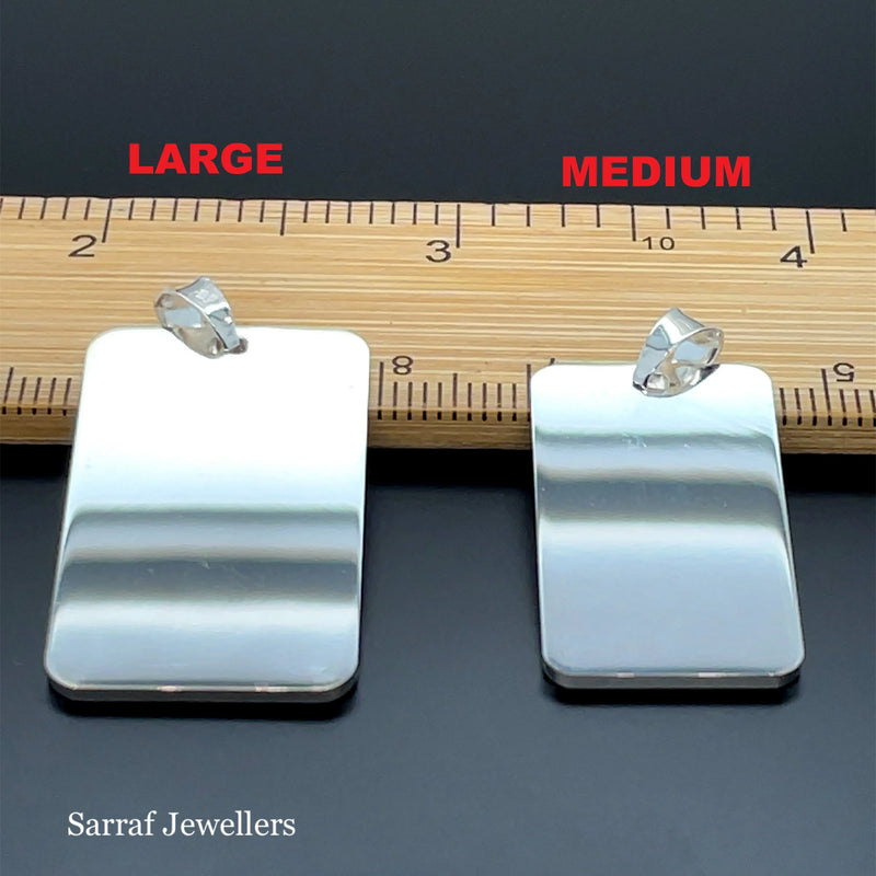 925 Sterling Silver Plain Engraveable Rectangle Tags - Small, Medium & Large | Shop Online Sarraf Jewellers UK