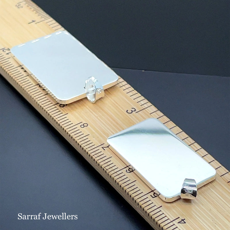 925 Sterling Silver Plain Engraveable Rectangle Tags - Small, Medium & Large | Shop Online Sarraf Jewellers UK