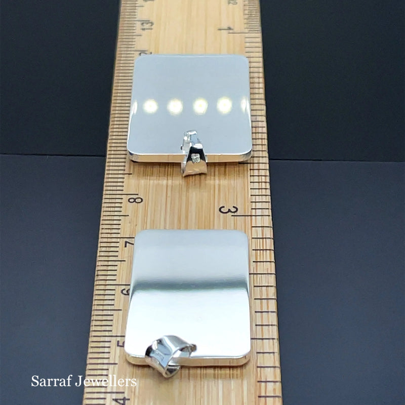 925 Sterling Silver Plain Engraveable Rectangle Tags - Small, Medium & Large | Shop Online Sarraf Jewellers UK