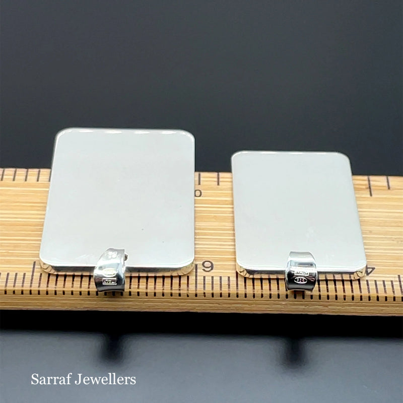925 Sterling Silver Plain Engraveable Rectangle Tags - Small, Medium & Large | Shop Online Sarraf Jewellers UK