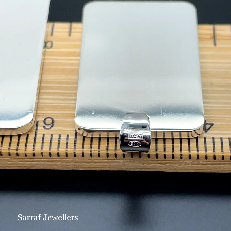925 Sterling Silver Plain Engraveable Rectangle Tags - Small, Medium & Large | Shop Online Sarraf Jewellers UK
