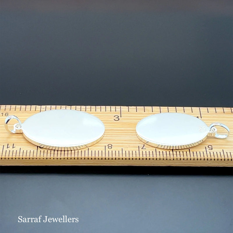925 Sterling Silver Plain Engraveable Oval Tags Medium & Large Size | Shop Online Sarraf Jewellers UK
