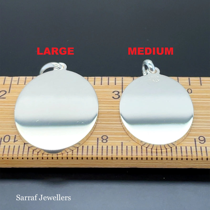 925 Sterling Silver Plain Engraveable Oval Tags Medium & Large Size | Shop Online Sarraf Jewellers UK