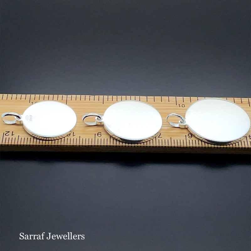 925 Sterling Silver Plain Engraveable Round Tags 12mm-15mm-18mm-20mm-22mm | Shop Online Sarraf Jewellers UK