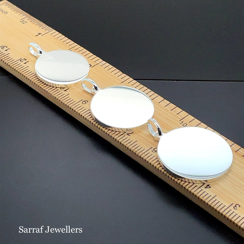 925 Sterling Silver Plain Engraveable Round Tags 12mm-15mm-18mm-20mm-22mm | Shop Online Sarraf Jewellers UK
