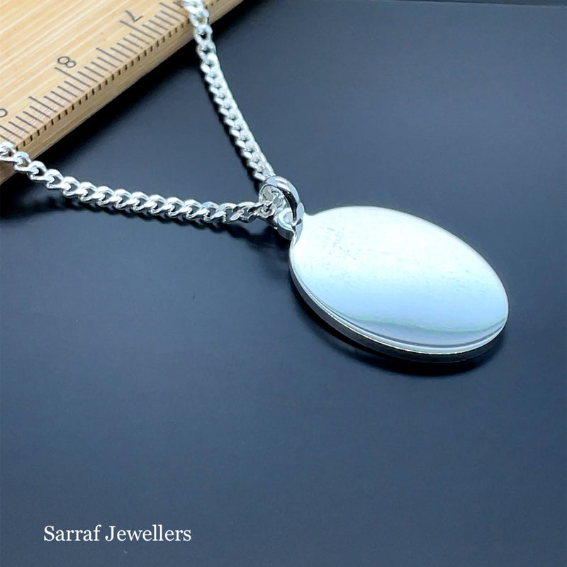 925 Sterling Silver Plain Engraveable Oval Tags Medium & Large Size | Shop Online Sarraf Jewellers UK