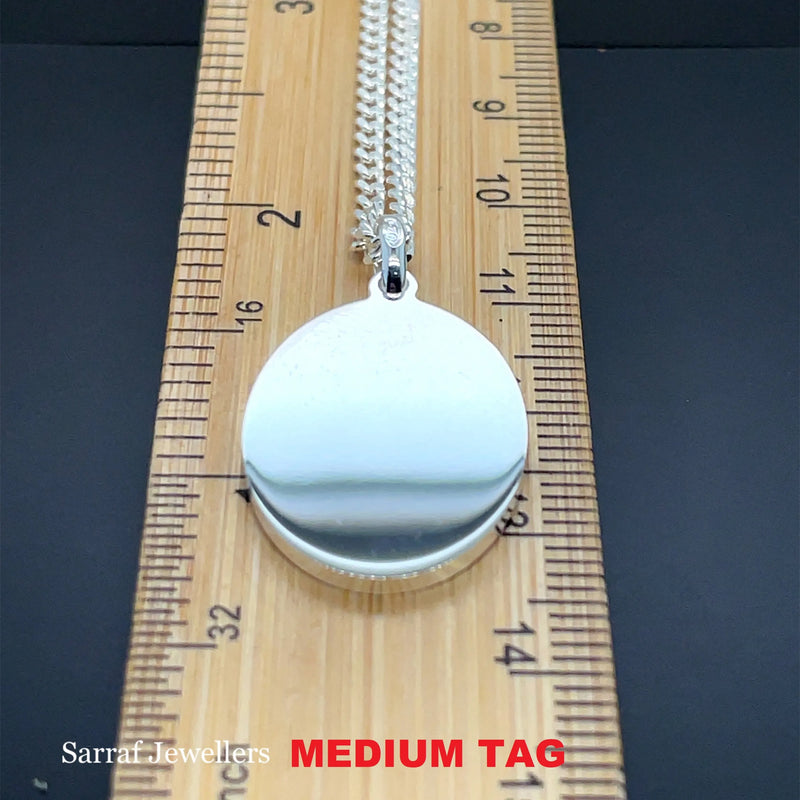 925 Sterling Silver Plain Engraveable Oval Tags Medium & Large Size | Shop Online Sarraf Jewellers UK