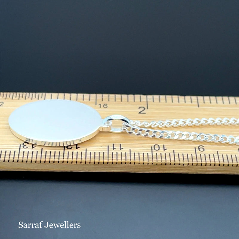 925 Sterling Silver Plain Engraveable Oval Tags Medium & Large Size | Shop Online Sarraf Jewellers UK