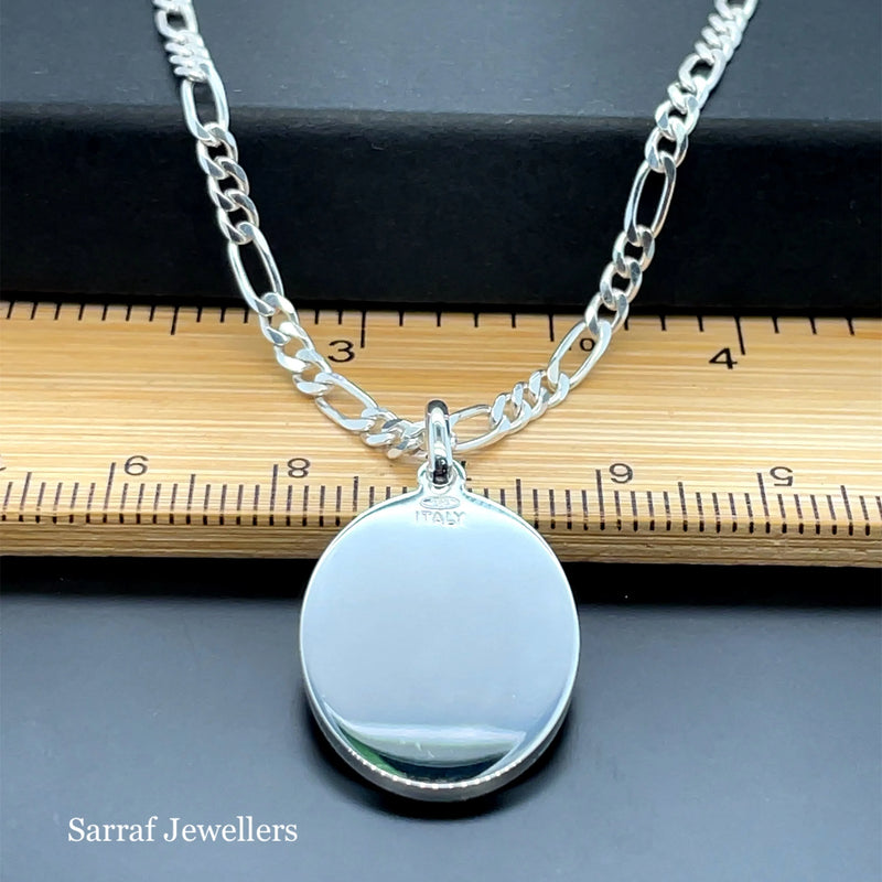 925 Sterling Silver Plain Engraveable Oval Tags Medium & Large Size | Shop Online Sarraf Jewellers UK