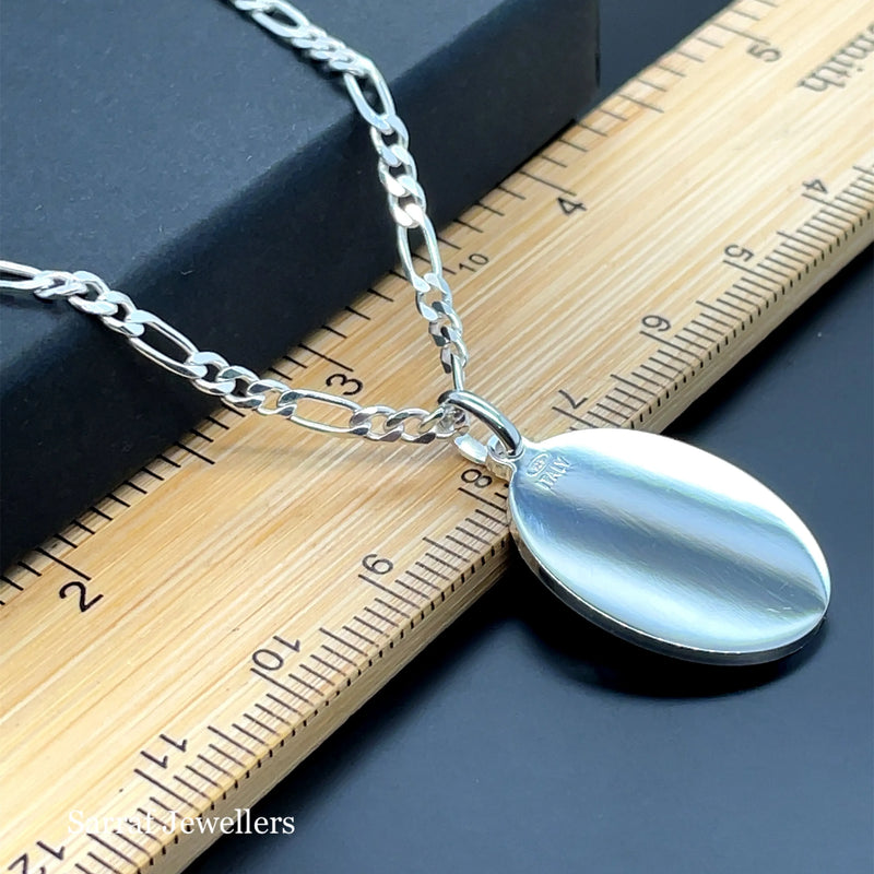 925 Sterling Silver Plain Engraveable Oval Tags Medium & Large Size | Shop Online Sarraf Jewellers UK