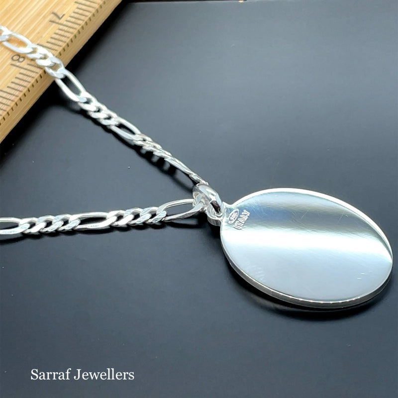 925 Sterling Silver Plain Engraveable Oval Tags Medium & Large Size | Shop Online Sarraf Jewellers UK