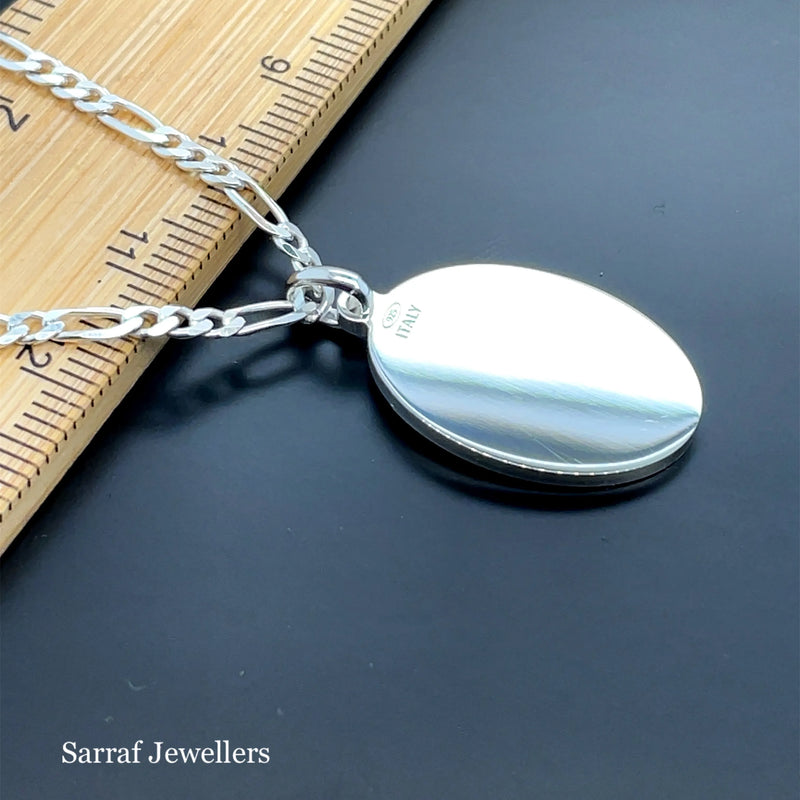 925 Sterling Silver Plain Engraveable Oval Tags Medium & Large Size | Shop Online Sarraf Jewellers UK