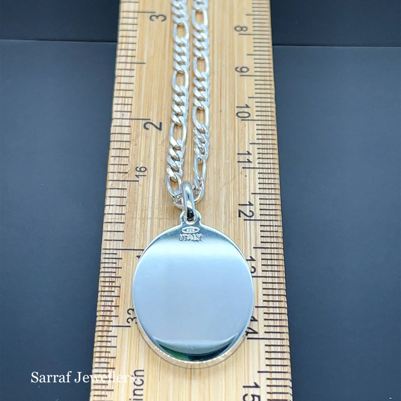 925 Sterling Silver Plain Engraveable Oval Tags Medium & Large Size | Shop Online Sarraf Jewellers UK