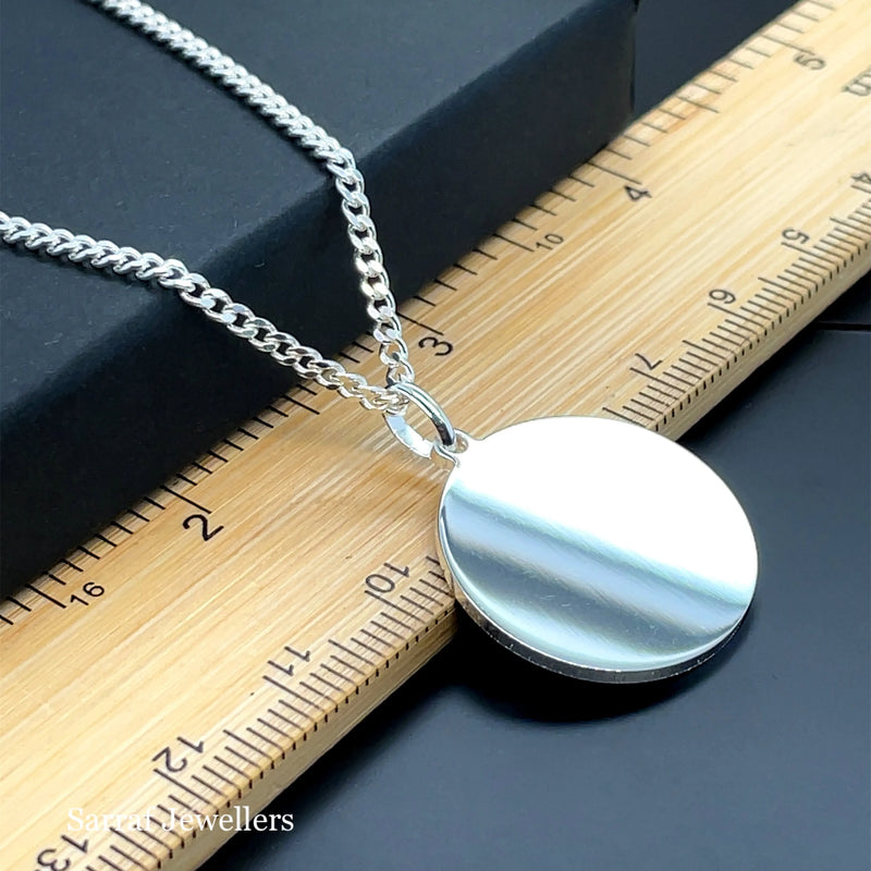 925 Sterling Silver Plain Engraveable Round Tags 12mm-15mm-18mm-20mm-22mm | Shop Online Sarraf Jewellers UK