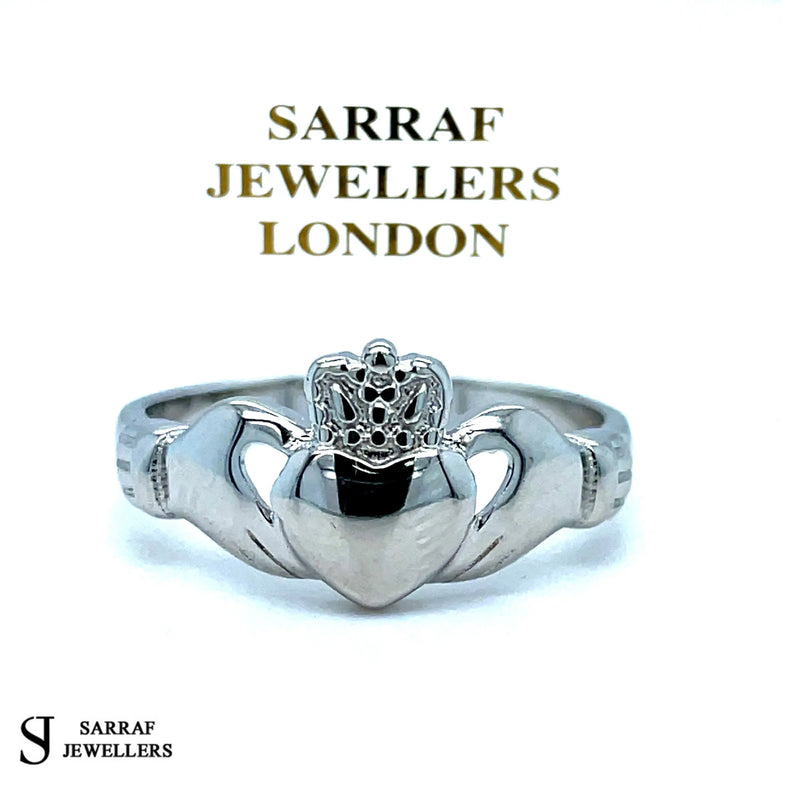 Ladies Irish Claddagh Rings 925 Sterling Silver Plain Design UK Hallmarked | Shop Online Sarraf Jewellers UK