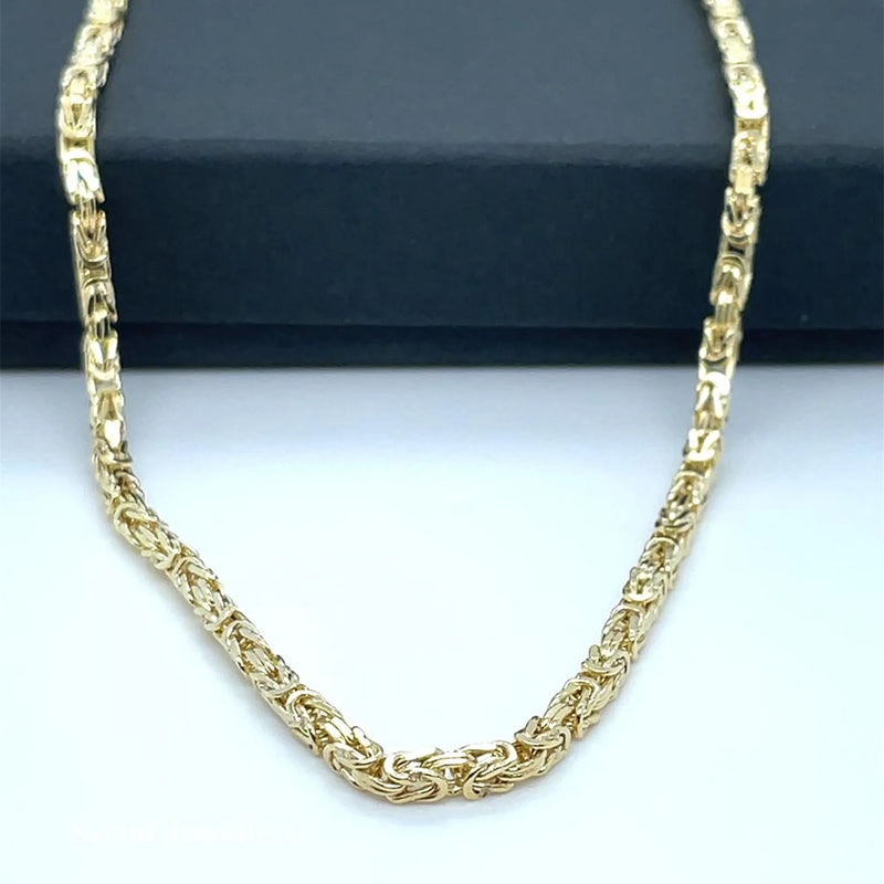 9ct Yellow Gold Byzantine King Square Chain - 2mm | Shop Online Sarraf Jewellers UK