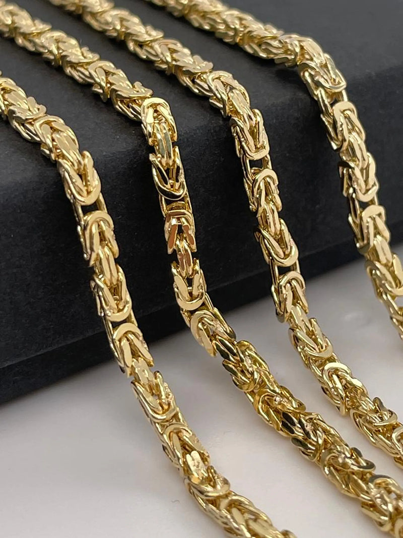 9ct Yellow Gold Byzantine King Square Chain - 2mm | Shop Online Sarraf Jewellers UK