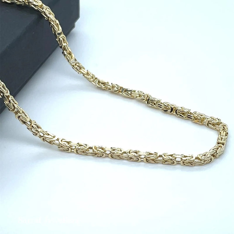 9ct Yellow Gold Byzantine King Square Chain - 2mm | Shop Online Sarraf Jewellers UK
